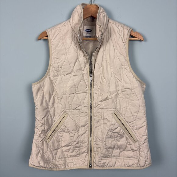 Old Navy Jackets & Blazers - Old Navy Women's Cream Lightweight Quilted Zip-Front Vest, Size M